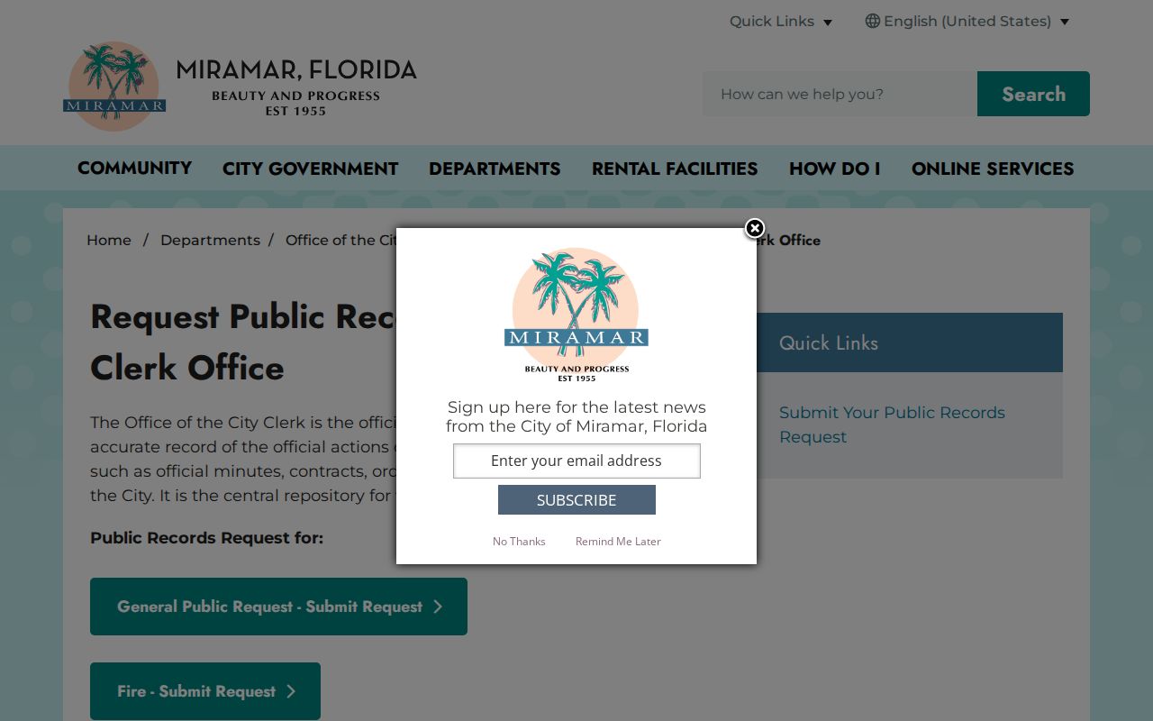 Miramar residents directory city public records request