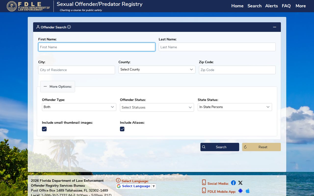 Miramar neighbors Florida offender registry search