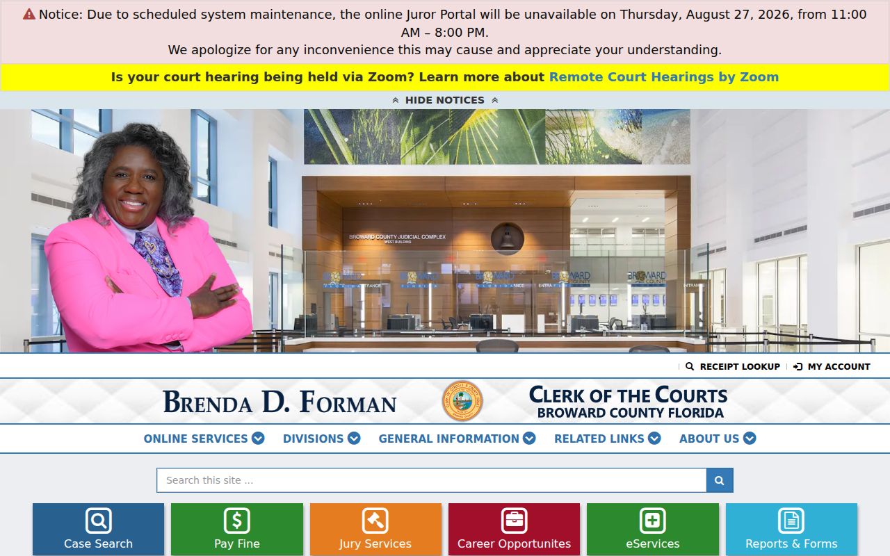 Broward Clerk gateway used for a Miramar resident lookup
