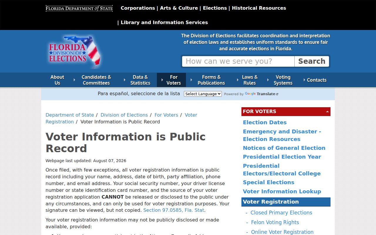 Florida voter information for the Miramar ZIP code directory
